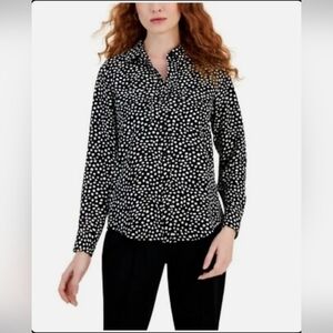 Talbots Black and White Button Down Shirt